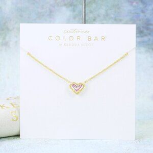 Kendra Scott Ari Heart Dichroic Glass necklace Gold Plated